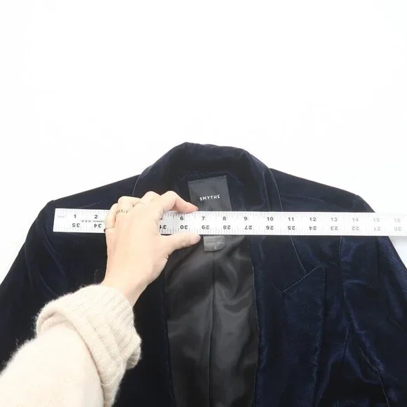 Smythe Velvet Peaked Lapel Blazer Navy Blue Size 2 - Picture 13 of 13